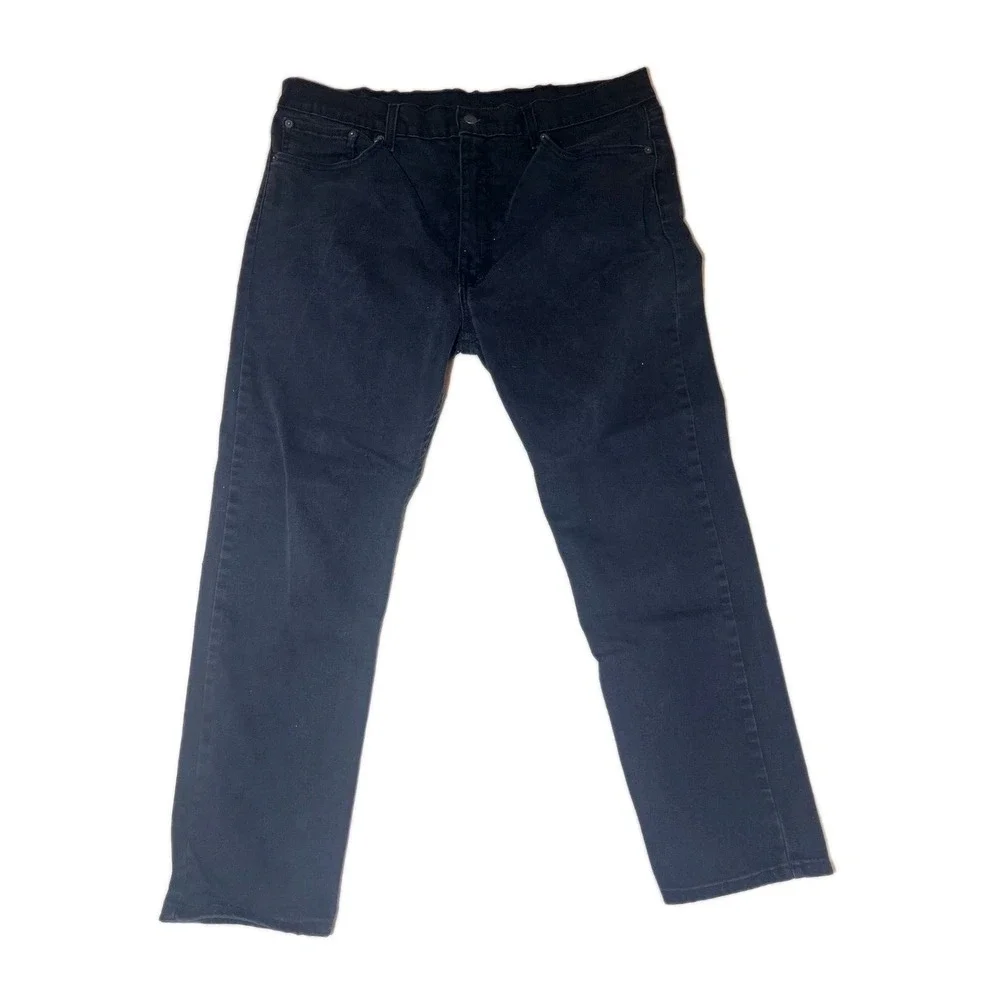 Levi's 502 Jeans Mens 38x30 Tapered Leg Black Denim Mid Rise E86